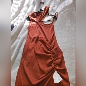 Asymmetrical neck cutout mini dress